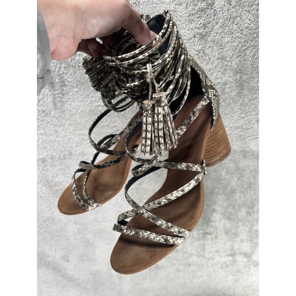 Jeffrey Campbell Women’s 7.5 Despina Snake Tassel Multi Strap Ankle Sandals - Picture 4 of 9